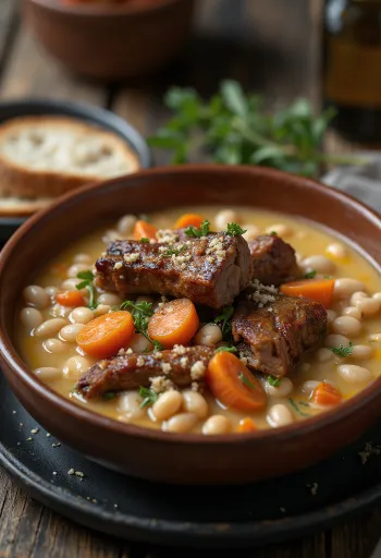 Hearty Hungarian bean soup with smoked ribs