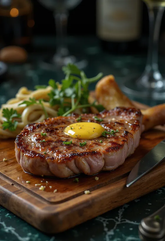 Pan-seared pork steaks with rosemary and garlic butter