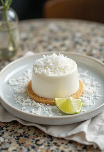 Elegant Coconut Panna Cotta Cake serving