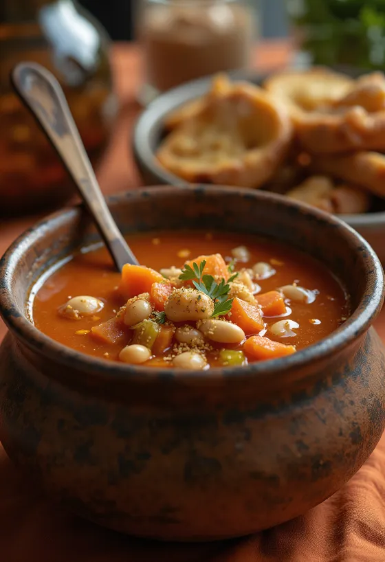 Vegan Smoky White Bean Stew served