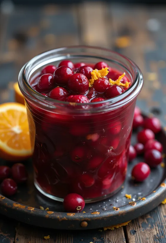 Spiced Cranberry Orange Sauce served in a bowl